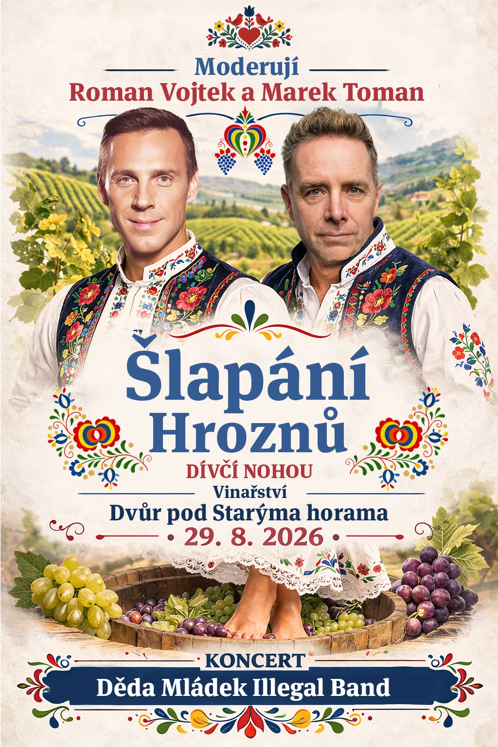 Šlapání hroznů dívčí nohou — plakát